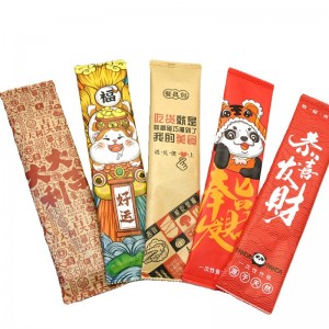 一次性牛皮纸筷子四件套勺子打包四合套装餐具外卖三件套