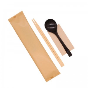 一次性筷子四件套餐具套装外卖快餐商用筷空白纯色牛皮纸